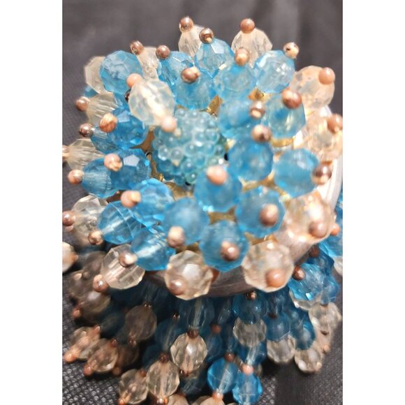 Antique Potpourri Beaded Ornament Blue Clear Glass Beads Potpourri - Picture 14 of 15